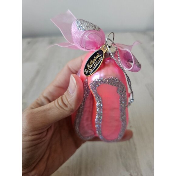 Katherine collection ballerina slipper shoe glass ornament glitter pink Xmas tre - Picture 7 of 10